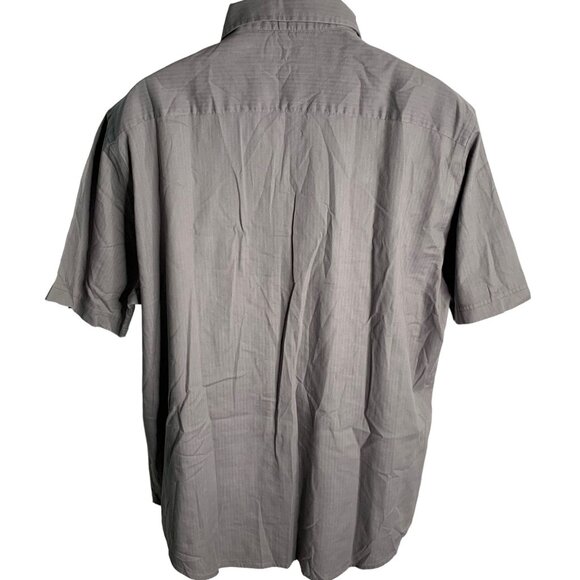 Croft Barrow Button Down Short Sleeve Shirt XL Grey Easy Care Pocket Collared - Picture 4 of 6